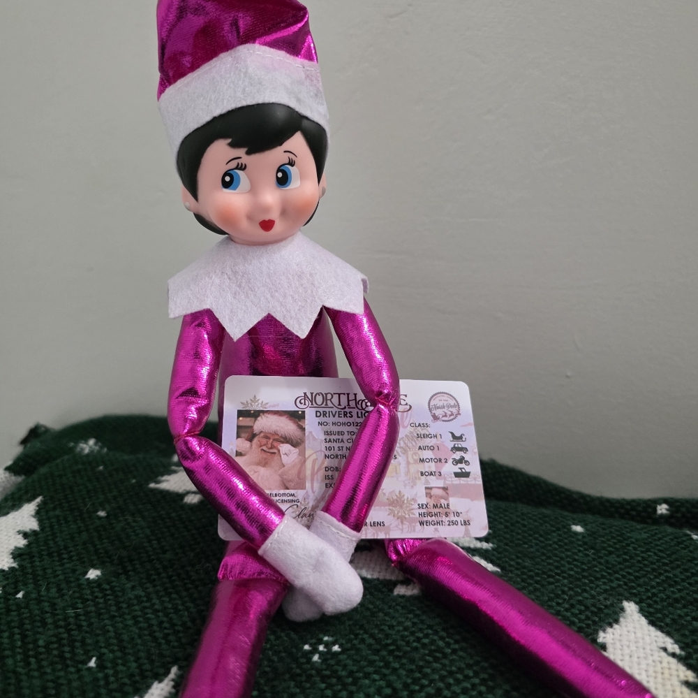 Elf on the Shelf Metallic Pink Girl + Santa's Driver's License! - Picture 6 of 9